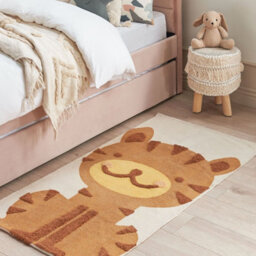 Wyld And Coco Tiger Print Kids Rug Multicolour 80 X 150 Cm Low Pile Playroom Mat - thumbnail 2