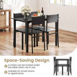 Costway Dining Table Set For 4 Modern Kitchen Dining Room Furniture W/ Metal Frame-Grey & Black - thumbnail 8