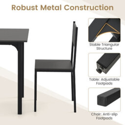 Costway Dining Table Set For 4 Modern Kitchen Dining Room Furniture W/ Metal Frame-Grey & Black - thumbnail 6