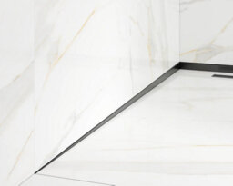 Ilcom Sloped Left Floor Shower Profile Lsl 12mm X 1200mm  Black Polished Stainless Steel - thumbnail 1