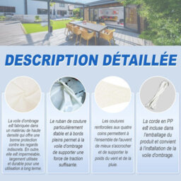 Cream 3X3M Shade Sail 95% Uv Protection Waterproof - thumbnail 4