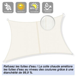 Cream 3X3M Shade Sail 95% Uv Protection Waterproof - thumbnail 2