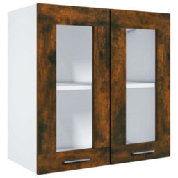 Berkfield Hanging Glass Cabinet Smoked Oak 60X31X60 Cm Engineered Wood - thumbnail 2