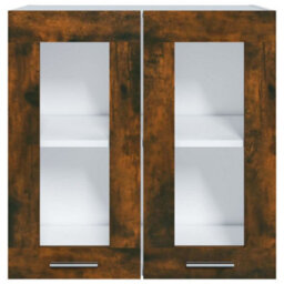 Berkfield Hanging Glass Cabinet Smoked Oak 60X31X60 Cm Engineered Wood - thumbnail 3
