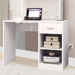 Computer Desk With Drawer & Shelves - White 100Cm Study Desk - thumbnail 8