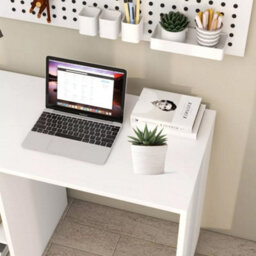 Computer Desk With Drawer & Shelves - White 100Cm Study Desk - thumbnail 9