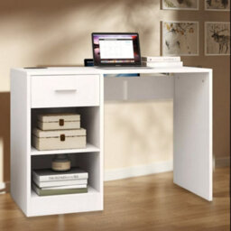 Computer Desk With Drawer & Shelves - White 100Cm Study Desk - thumbnail 7