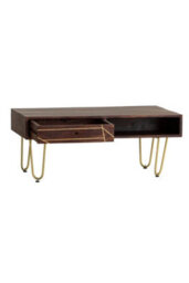 Silchester Dark Mango Coffee Table With Drawer And Gold Inlay - thumbnail 4