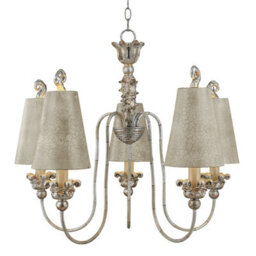 Elegant 5 Bulb Chandelier Pendant Light In Silver And Gold With Led E27 60W Bulbs