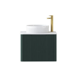 Royal Bathrooms Avenza 600mm Deep Moss Green Wall Hung Bathroom Countertop Vanity Unit 1 Drawer With Round Basin - thumbnail 6