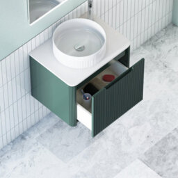 Royal Bathrooms Avenza 600mm Deep Moss Green Wall Hung Bathroom Countertop Vanity Unit 1 Drawer With Round Basin - thumbnail 5