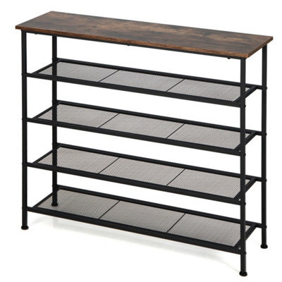 5-Tier Shoe Rack Industrial Shoe Organizer Flat Mesh Shelves Storage Freestand - image 1
