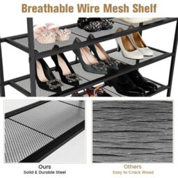 5-Tier Shoe Rack Industrial Shoe Organizer Flat Mesh Shelves Storage Freestand - thumbnail 4