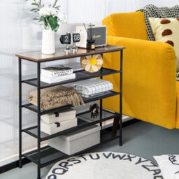 5-Tier Shoe Rack Industrial Shoe Organizer Flat Mesh Shelves Storage Freestand - thumbnail 6