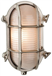 Luminosa Lighting Luminosa Nautic 1 Light Outdoor Bulkhead Wall, Flush Light Nickel, Frosted Glass Ip64, E27