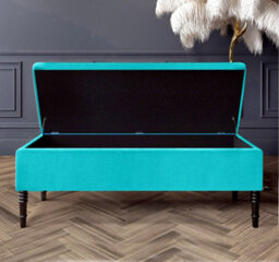 Paris Plain 180Cm Ottoman Storage Bench - Plush Velvet Shoe Bench - Teal Upholstery Footstool With Storage - thumbnail 2
