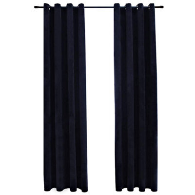 Berkfield Elegant Blackout Curtains With Rings 2 Pcs Velvet Black 140X175 Cm