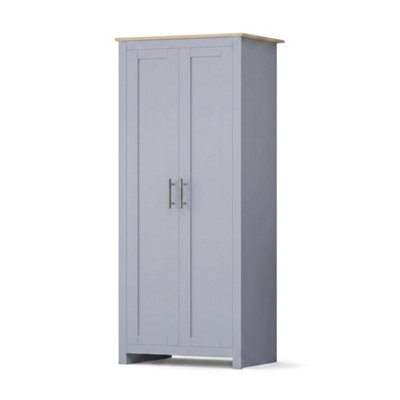 Afn Home Country Style 3 Piece Bedroom Set - Wardrobe Chest Bedside Grey On Oak (3 On - image 1