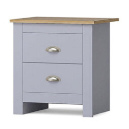 Afn Home Country Style 3 Piece Bedroom Set - Wardrobe Chest Bedside Grey On Oak (3 On - thumbnail 4