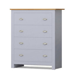 Afn Home Country Style 3 Piece Bedroom Set - Wardrobe Chest Bedside Grey On Oak (3 On - thumbnail 3