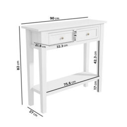 Small Narrow White Wood Console Table With Drawers - thumbnail 2
