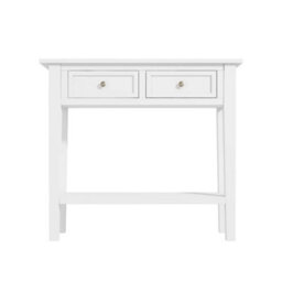 Small Narrow White Wood Console Table With Drawers - thumbnail 4