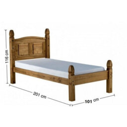 3Ft Single Low End Solid Pine Bed Frame Mexican Rustic Wooden Bedroom Bed Base - thumbnail 2
