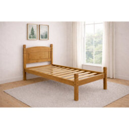 3Ft Single Low End Solid Pine Bed Frame Mexican Rustic Wooden Bedroom Bed Base