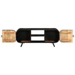 Berkfield Industrial Tv Cabinet 110X30X45 Cm Rough Mango Wood - thumbnail 5