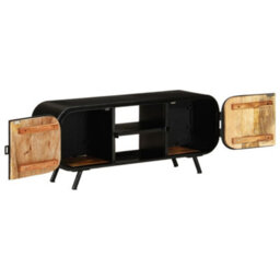Berkfield Industrial Tv Cabinet 110X30X45 Cm Rough Mango Wood - thumbnail 4