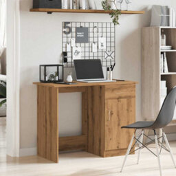 Berkfield Desk Artisan Oak 100X50X76 Cm Engineered Wood - thumbnail 3