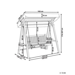 Beliani Patio Swing Caviola Spruce Wood Dark Brown - thumbnail 3