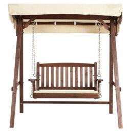 Beliani Patio Swing Caviola Spruce Wood Dark Brown - thumbnail 5