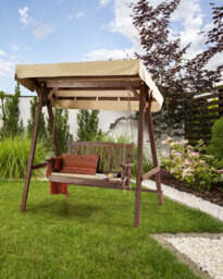 Beliani Patio Swing Caviola Spruce Wood Dark Brown - thumbnail 2