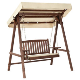 Beliani Patio Swing Caviola Spruce Wood Dark Brown - thumbnail 1