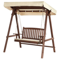 Beliani Patio Swing Caviola Spruce Wood Dark Brown - thumbnail 8