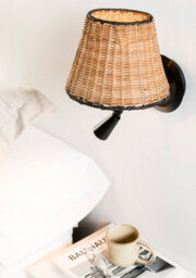 Luminosa Lighting Luminosa Sumba Black, Rattan Shade Wall Lamp With Reading Light 3000K - thumbnail 2