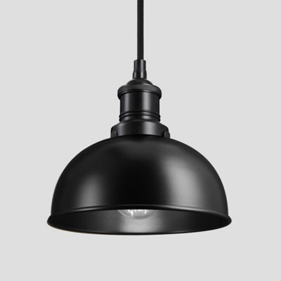 Industville Brooklyn Dome Pendant, 8 Inch, Black, Black Holder - image 1