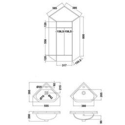Dezine Mersey Gloss White 555mm 1 Door Corner Cabinet - thumbnail 2