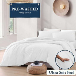 Bedlooms White Plain Dyed Duvet Cover Complete Bedding Set, Breathable & Anti-Allergic Microfiber, King 230X220Cm - thumbnail 2