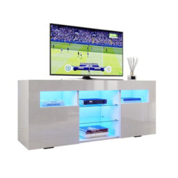 120Cm High Gloss Tv Table Stand White Entertainment Cabinet Unit With Led Light - thumbnail 6