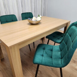 Kosy Koala Dining Set Of 4 Oak Effect Dining Table With 4 Green Velvet Chairs Dining Room Furniture - thumbnail 8