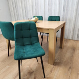 Kosy Koala Dining Set Of 4 Oak Effect Dining Table With 4 Green Velvet Chairs Dining Room Furniture - thumbnail 9