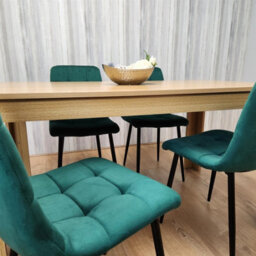 Kosy Koala Dining Set Of 4 Oak Effect Dining Table With 4 Green Velvet Chairs Dining Room Furniture - thumbnail 4