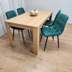 Kosy Koala Dining Set Of 4 Oak Effect Dining Table With 4 Green Velvet Chairs Dining Room Furniture - thumbnail 6