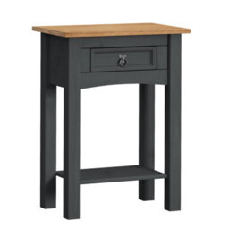 Mercers Furniture Corona Charcoal 1 Drawer Console Table Solid Wood Pine Wooden Hallway Painted Dark Grey - thumbnail 2