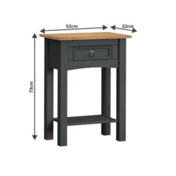 Mercers Furniture Corona Charcoal 1 Drawer Console Table Solid Wood Pine Wooden Hallway Painted Dark Grey - thumbnail 4