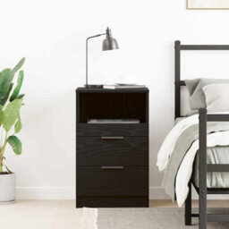 Berkfield Nightstand Black Oak 40X35X65 Cm Made Of Engineered Wood - thumbnail 1