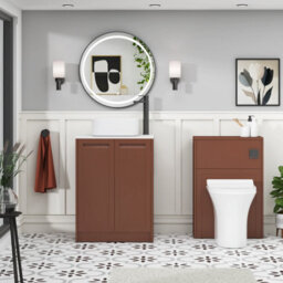 Royal Bathrooms Royal Bathroom Elmore 600mm Terracotta Clay Freestanding Bathroom Vanity Unit 2 Door Plain White Worktop With Elena Basin - thumbnail 5