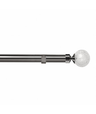Unknown 28mm Fixed Length Metal Eyelet Curtain Pole Set In Polished Graphite - Crash Finial, 400Cm - image 1